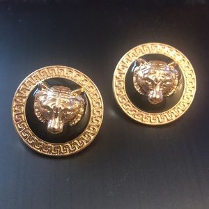 🦁LION HEAD Round GOLD Post Metal Luxury Earrings